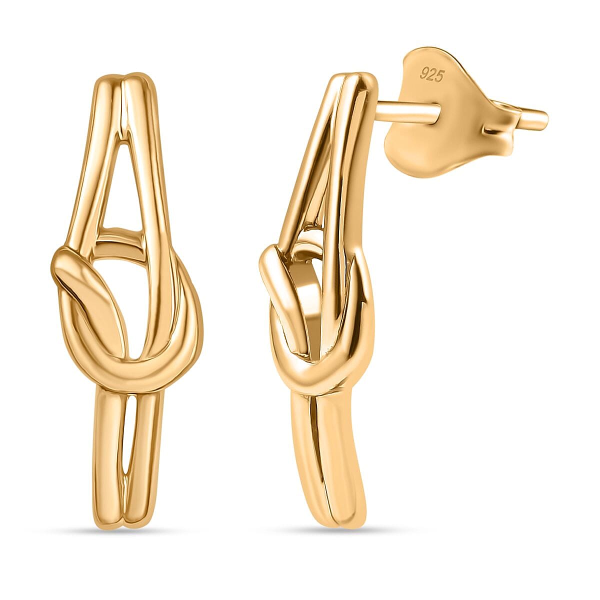 Yellow Gold Plated Sterling Silver Stud Push Back Earring 8087122 0