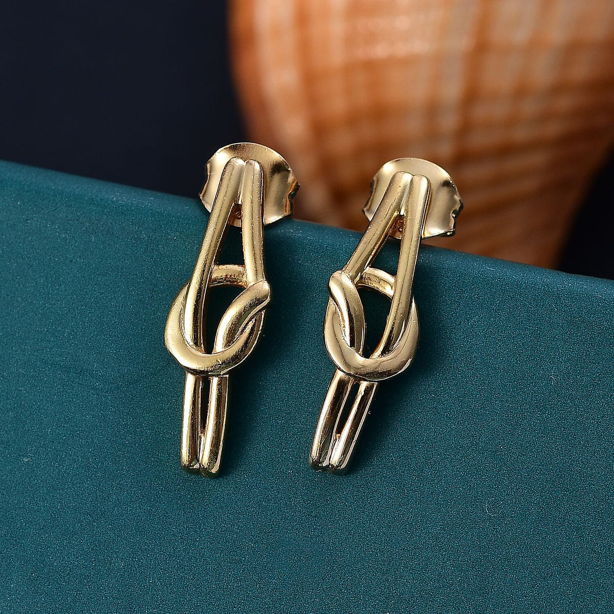 Yellow Gold Plated Sterling Silver Stud Push Back Earring 8087122 2