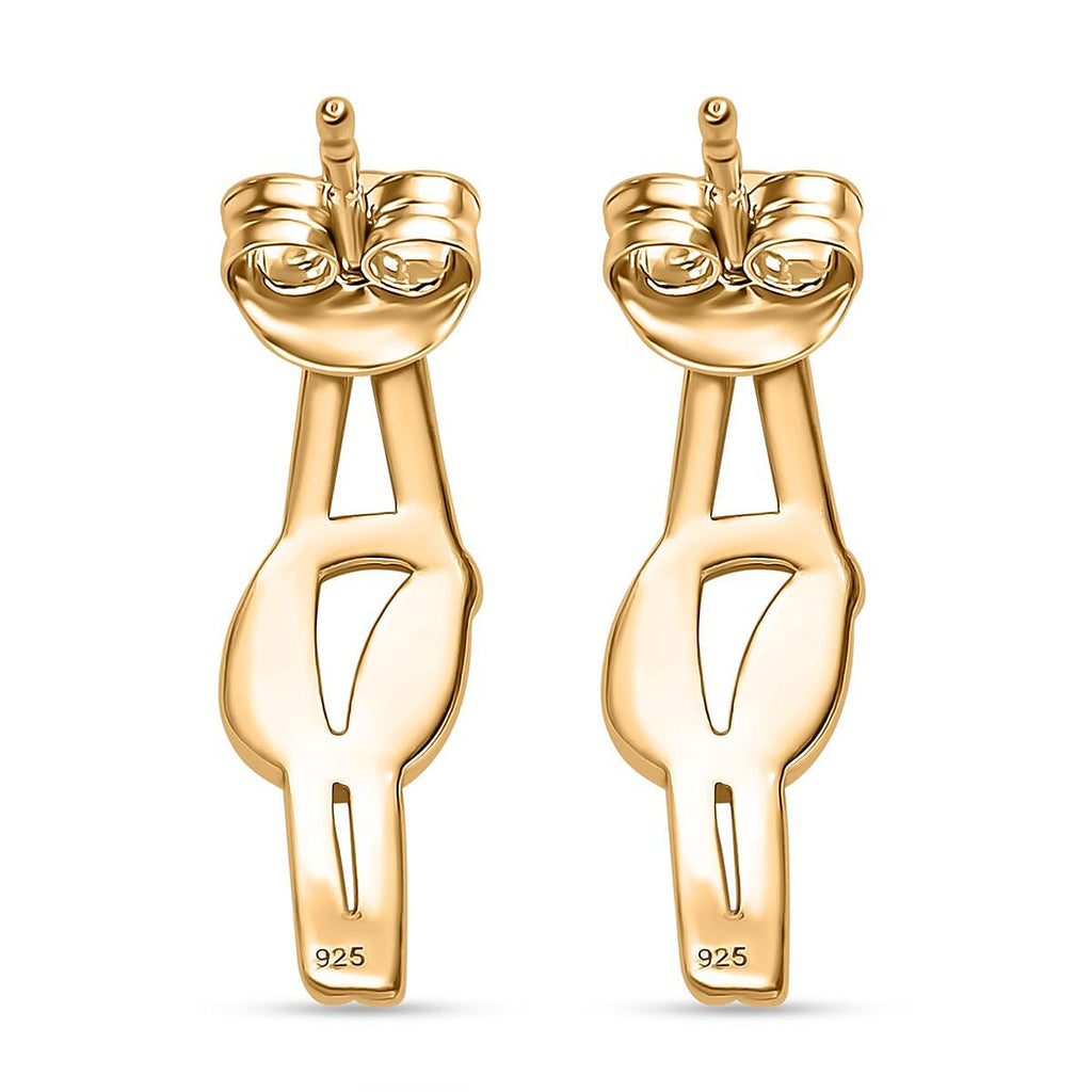 Yellow Gold Plated Sterling Silver Stud Push Back Earring