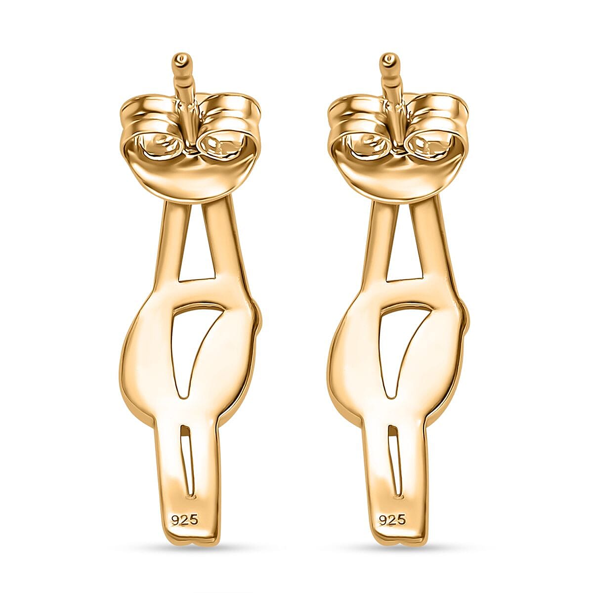 Yellow Gold Plated Sterling Silver Stud Push Back Earring 8087122 5