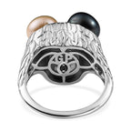GP Pearl Collection - Yellow, Tahiti & White Pearl Ring in Platinum Overlay Sterling Silver 6.84 Ct, Silver Wt. 6.61 Gms