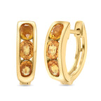 Yellow Sapphire Hoop Earrings in Vermeil Yellow Gold Plated Sterling Silver 1.88 Ct.