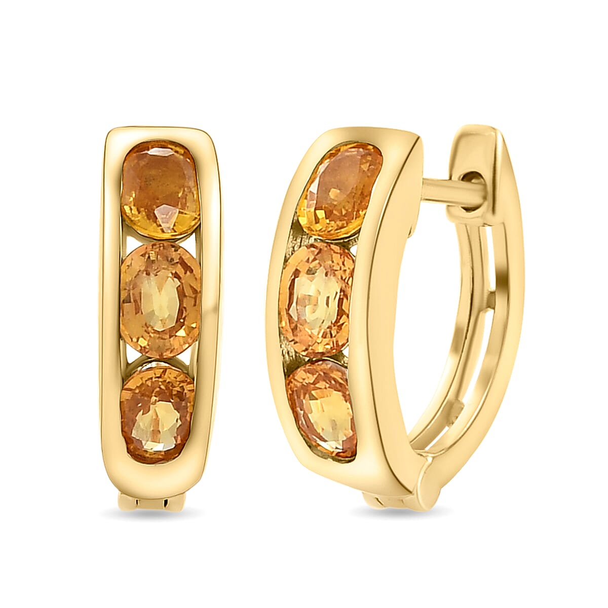 Yellow Sapphire Hoop Earrings in Vermeil Yellow Gold Plated Sterling Silver 8944494 0