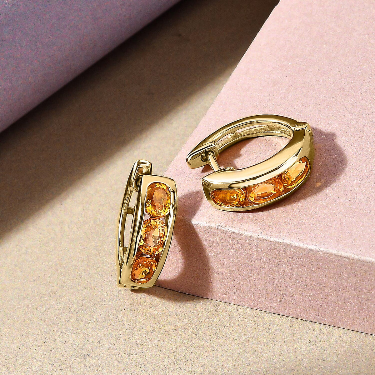 Yellow Sapphire Hoop Earrings in Vermeil Yellow Gold Plated Sterling Silver 8944494 2