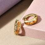Yellow Sapphire Hoop Earrings in Vermeil Yellow Gold Plated Sterling Silver 1.88 Ct.