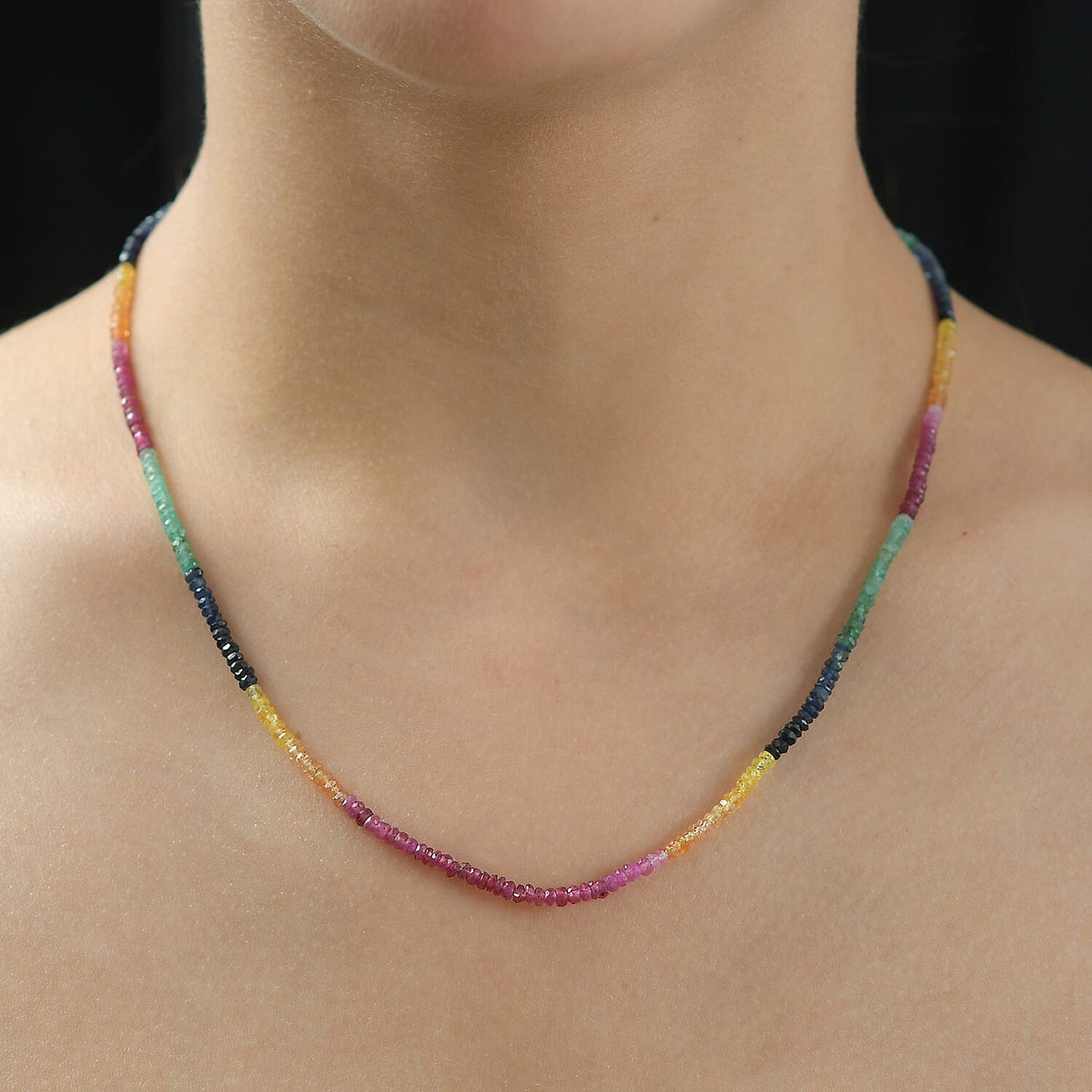 Yellow Sapphire &amp; Multi Gemstones Necklace (Size - 18-2 Ext.) in Yellow Gold Plated Sterling Silver 29.50 Ct. 8058879 2