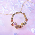 Multi Sapphire Bubble Pendant with Chain (Size 20) in Vermeil YG Plated Sterling Silver 1.13 Ct.
