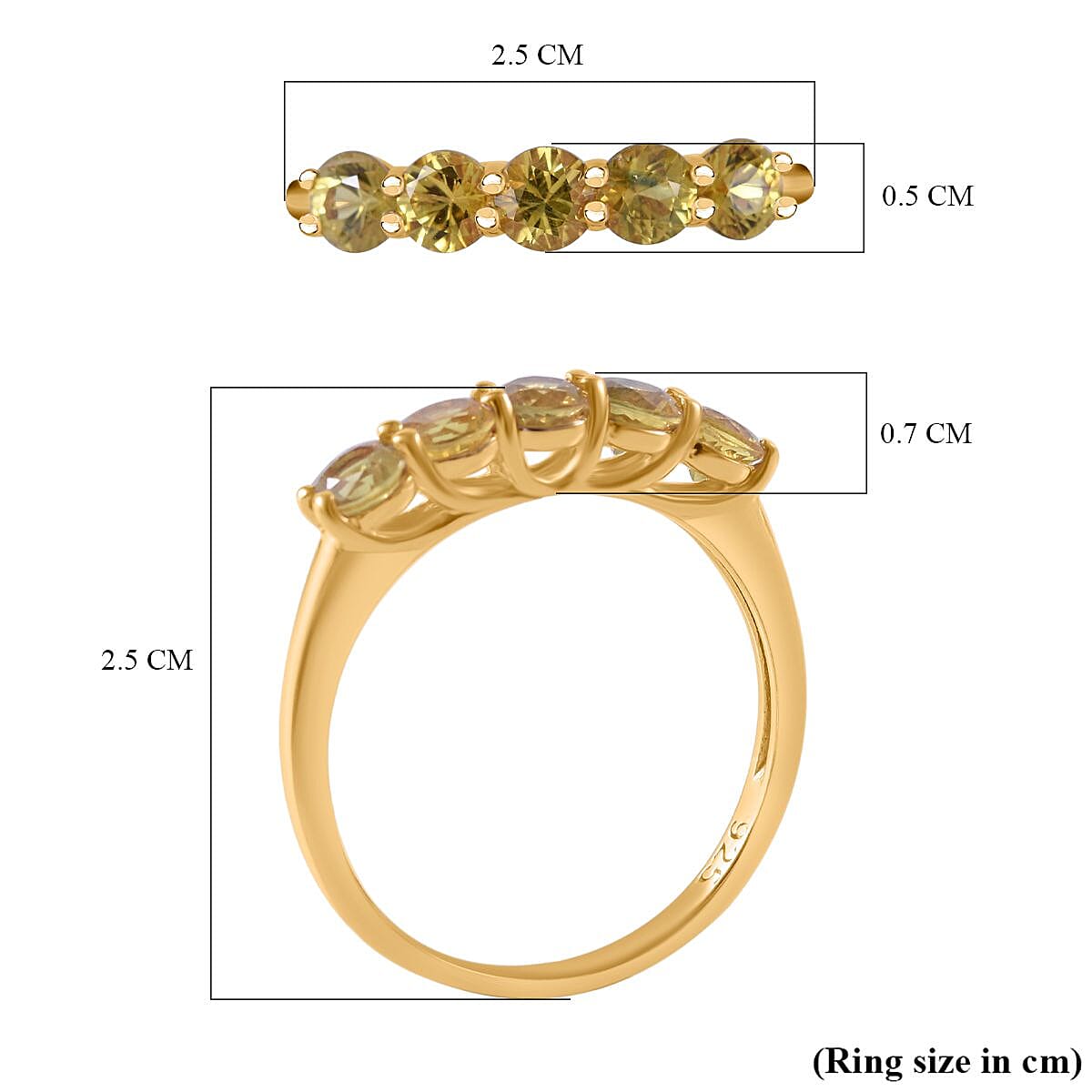 Extreme Rare Find - CHANTABURI Yellow Sapphire 5-Stone Ring in 18K Yellow Gold Vermeil Plated Sterling Silver 1.75  Ct. 7752942 5