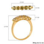 Extreme Rare Find - CHANTABURI Yellow Sapphire 5 Stone Ring in 18K Gold Vermeil Sterling Silver 1.75  Ct.