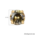 Yellow Tanzanite  Solitaire Stud Push Post Earring in Vermeil YG Sterling Silver 1.10 ct