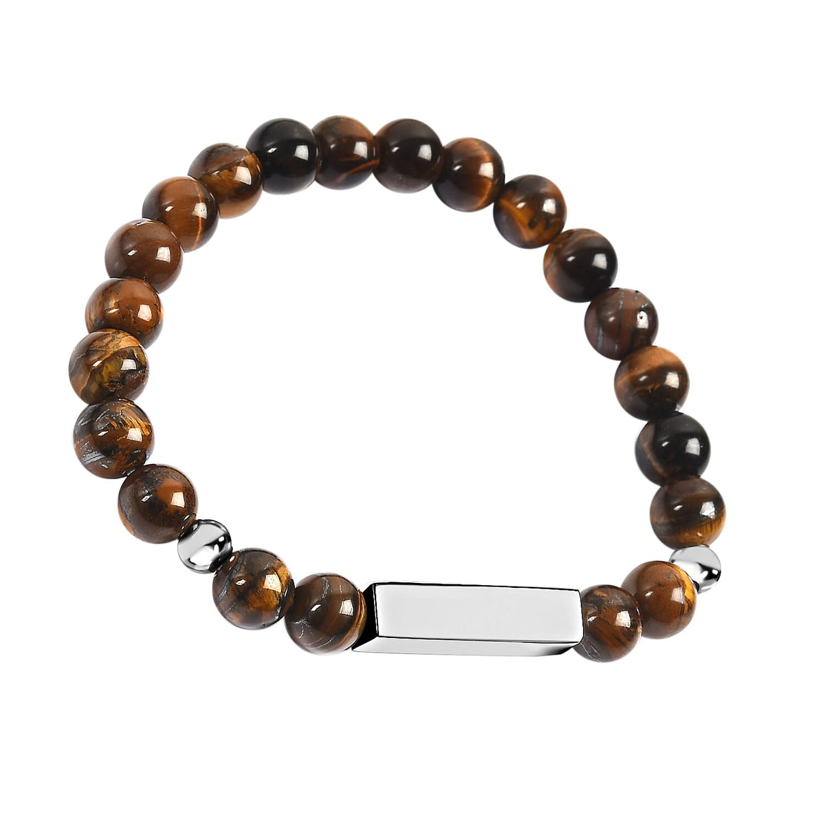 Yellow Tigers Eye Beaded Bracelet with Stainless Steel Bar 98.00 Ct. 3631105 0