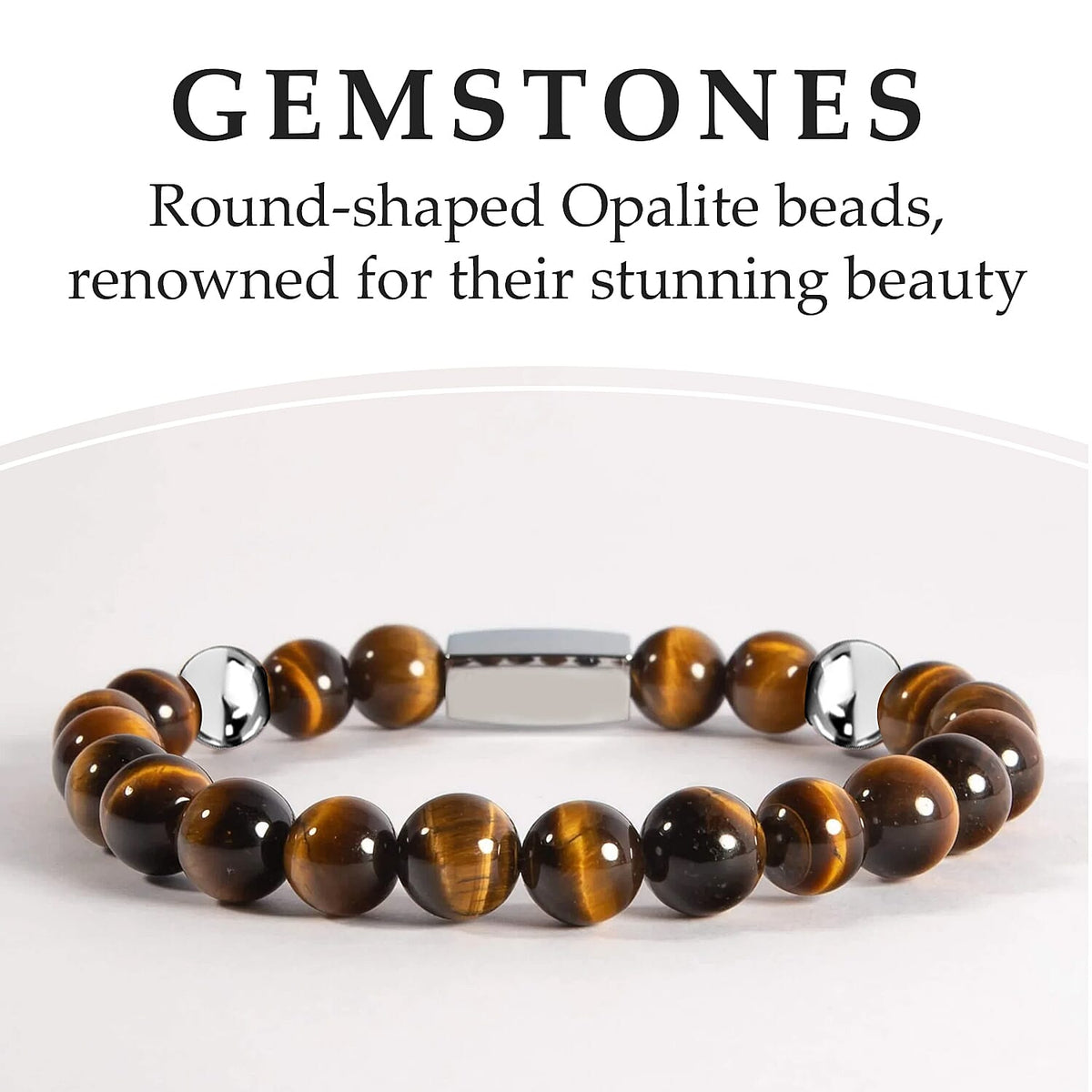 Yellow Tigers Eye Beaded Bracelet with Stainless Steel Bar 98.00 Ct. 3631105 3