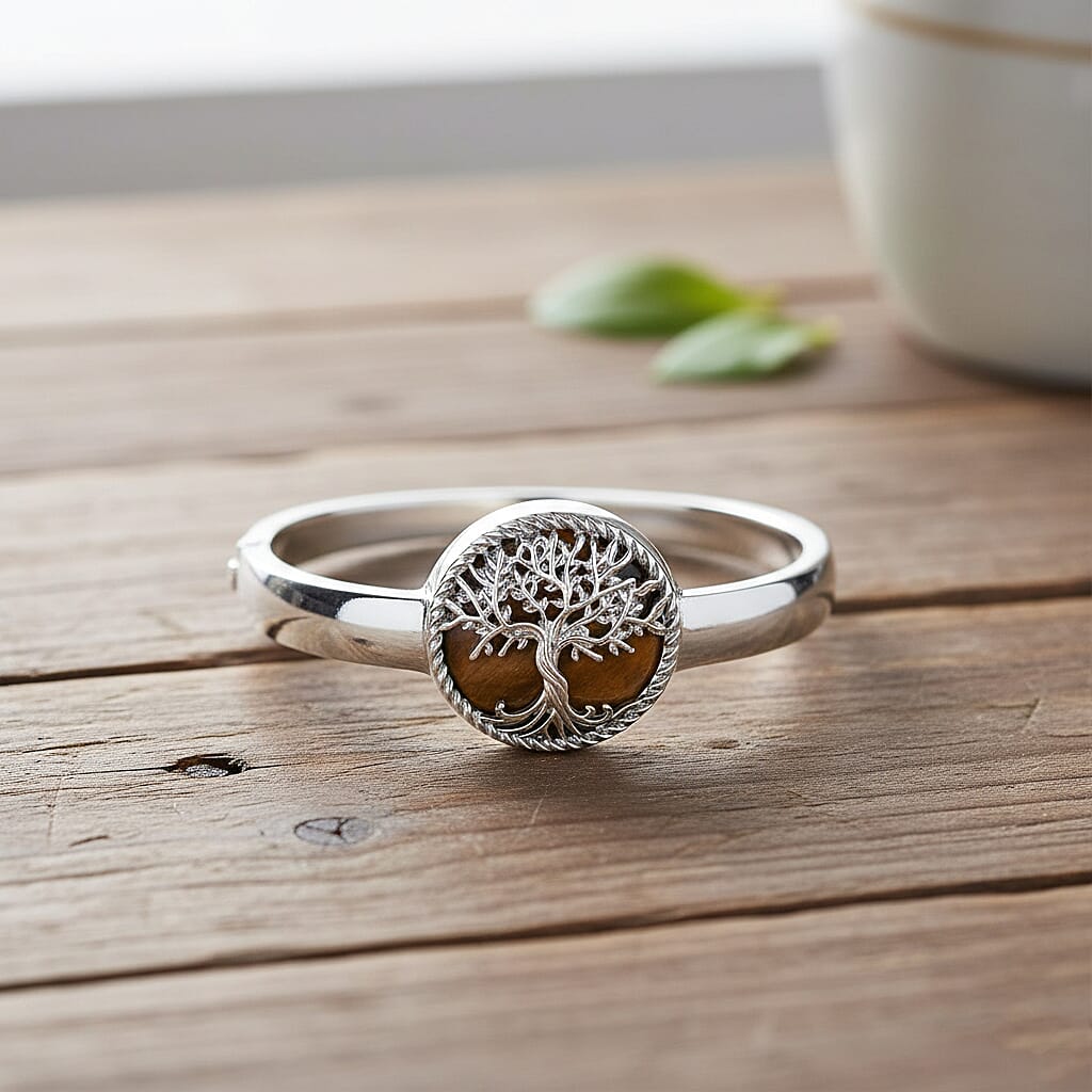 Tree of Life Collection - Tigers Eye Cuff Bangle (Size 7.5) 8275499 3