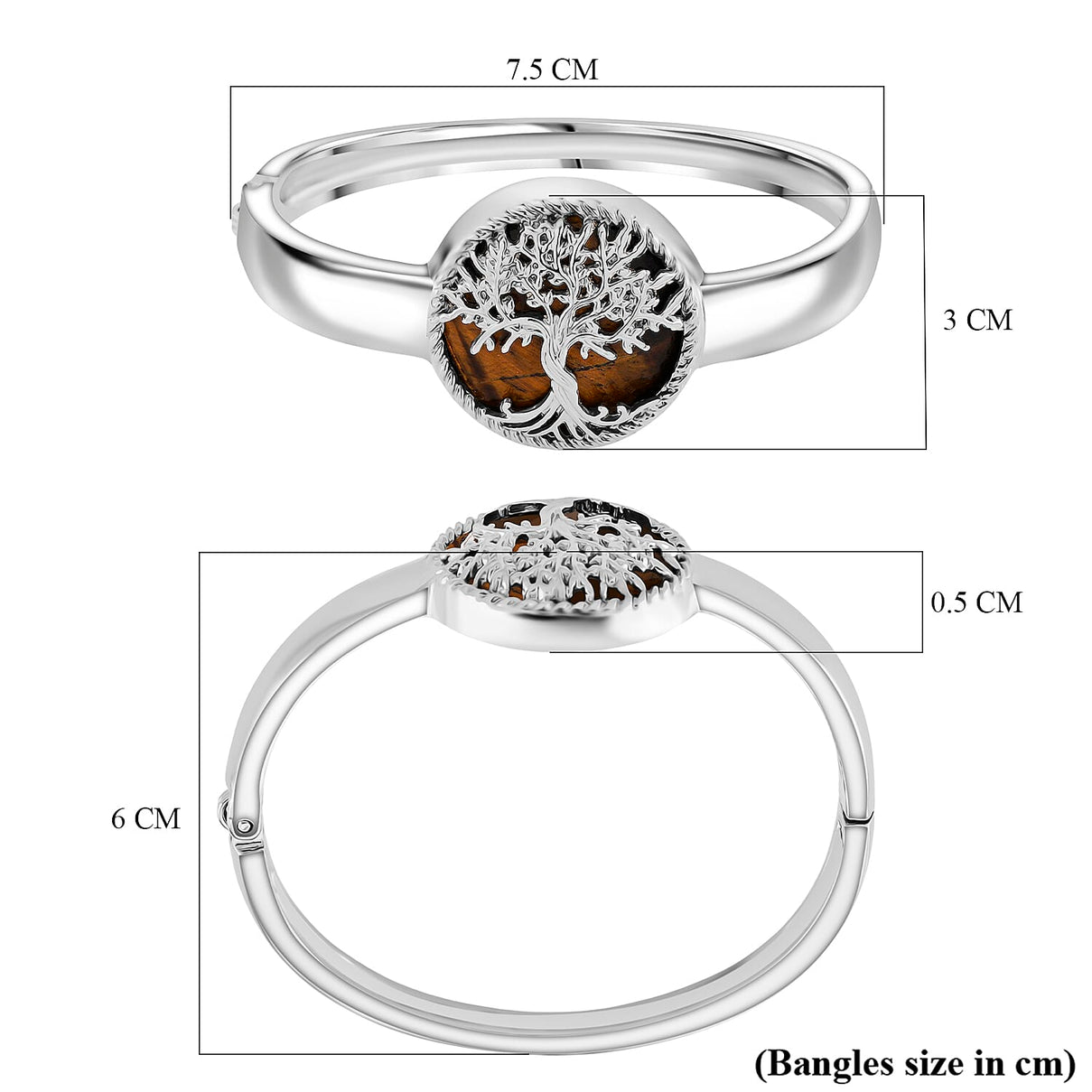 Tree of Life Collection - Tigers Eye Cuff Bangle (Size 7.5) 8275499 6