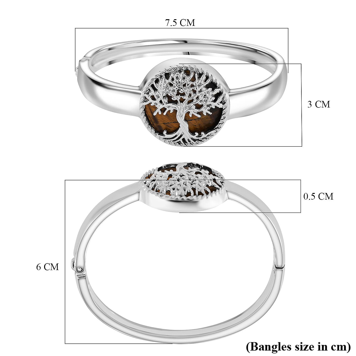 Tree of Life Collection - Tigers Eye Cuff Bangle (Size 7.5) 8275499 6