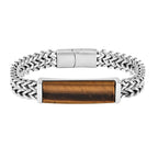 Yellow Tigers Eye Franco Bracelet (Size - 8) in Stainless Steel 19.00 Ct.