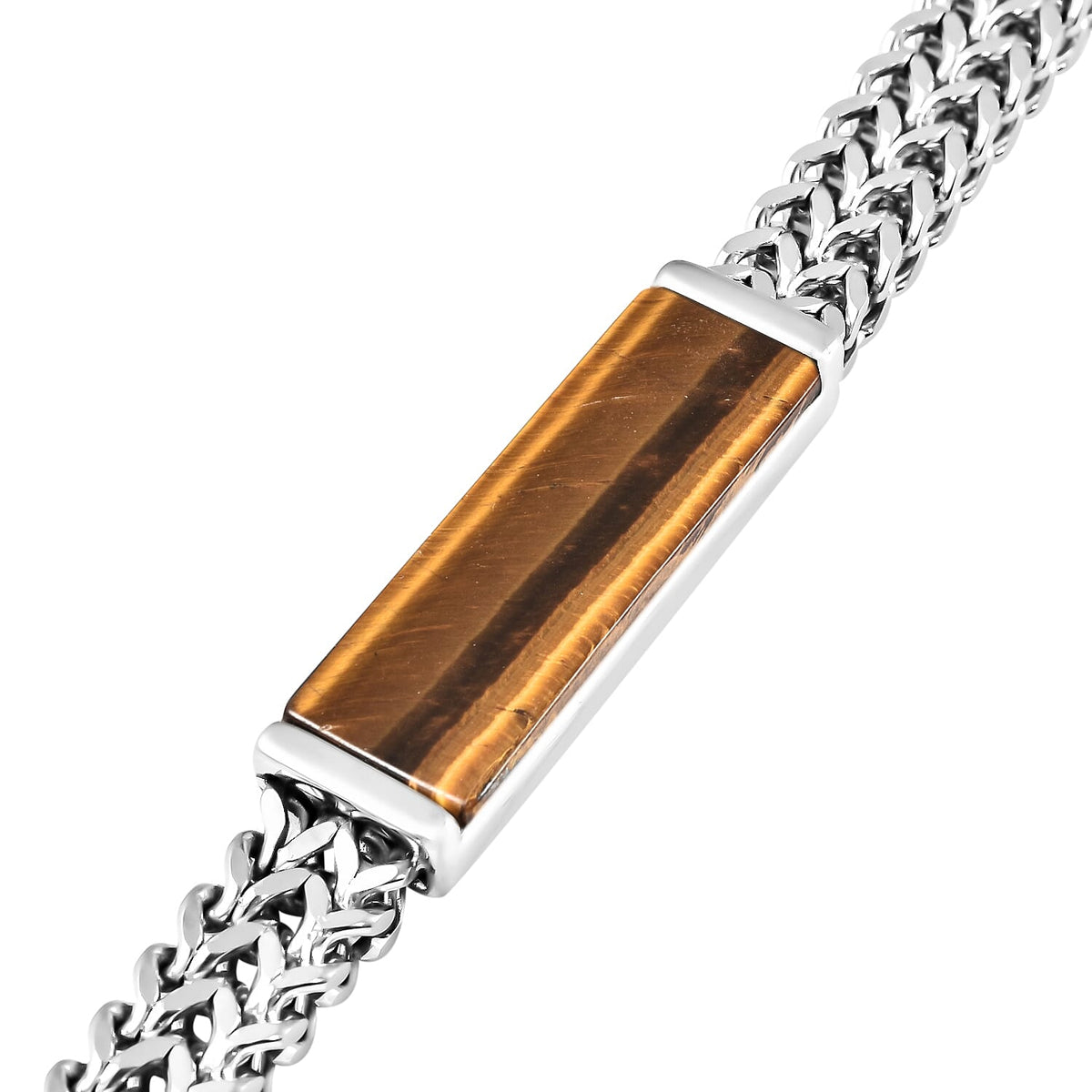 Yellow Tigers Eye Franco Bracelet Size - 8 inches in Sterling Silver 19.00 Ct. 6274694 5