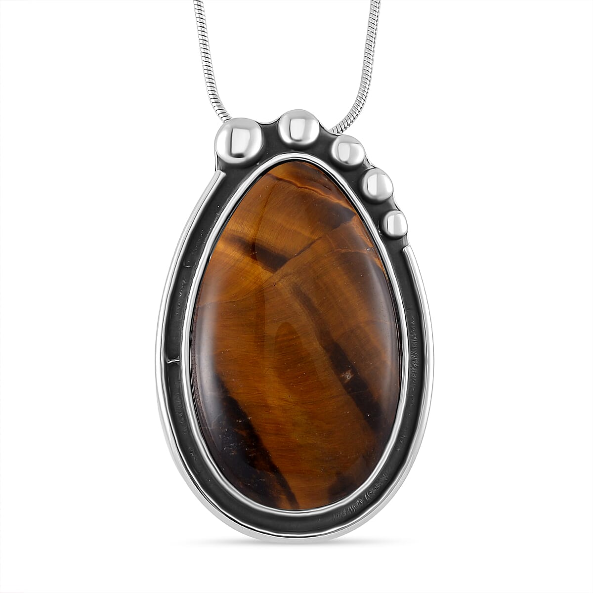 Yellow Tigers Eye Pear Necklace (Size - 24 - 4 Ext) 50.00 Ct. 7670032 0