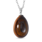 Yellow Tigers Eye Egg Shaped Necklace (Size - 30) in Stainless Steel