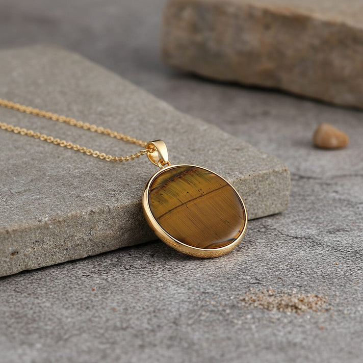Yellow Tigers Eye Pendant with Chain (Size 20-2 EXT) in Yellow Gold Tone 25.00 Ct. 4426078 2