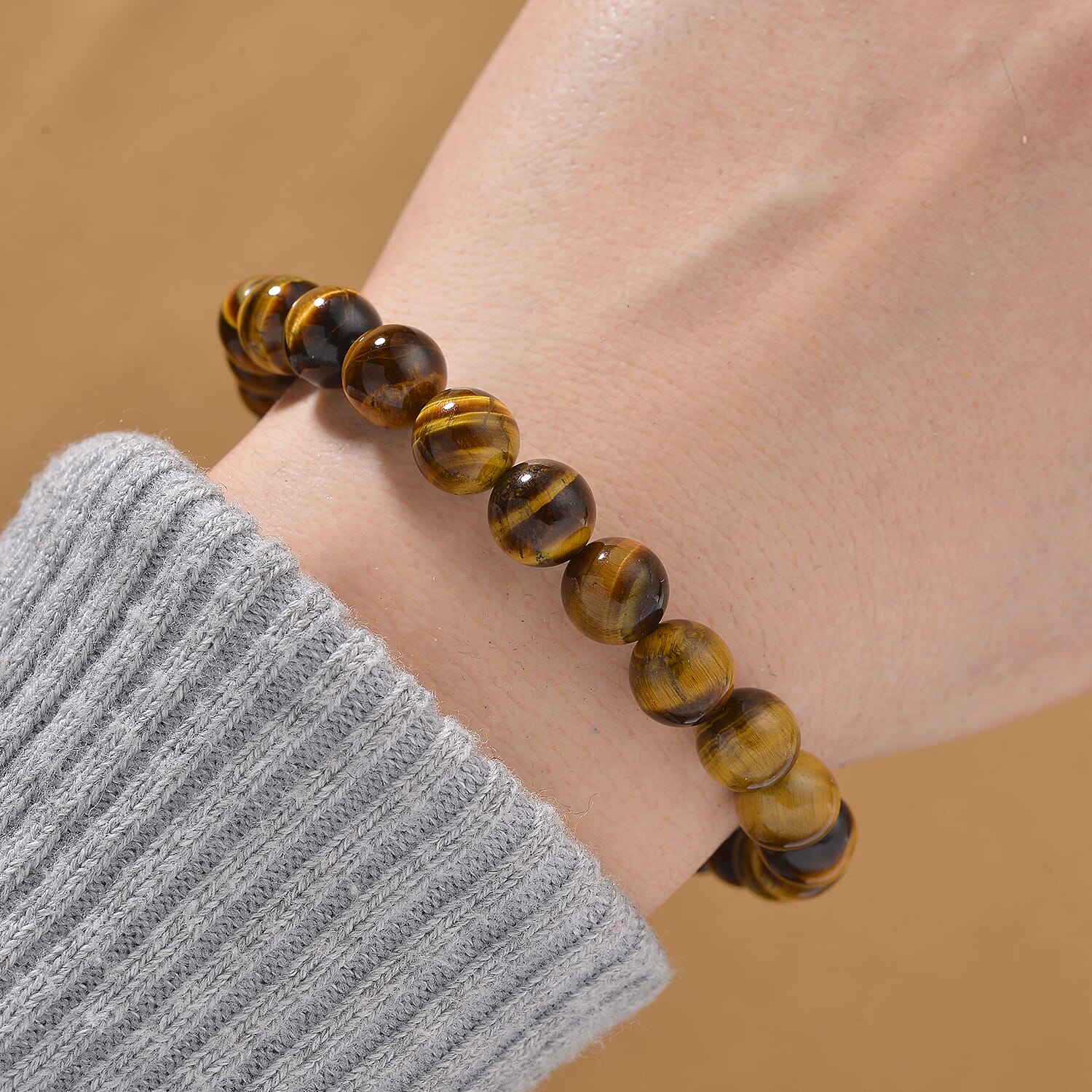 Yellow Tigers Eye Stone Bracelet (Size - 7.5 Stretchable) 97.00 Ct. 8185352 2