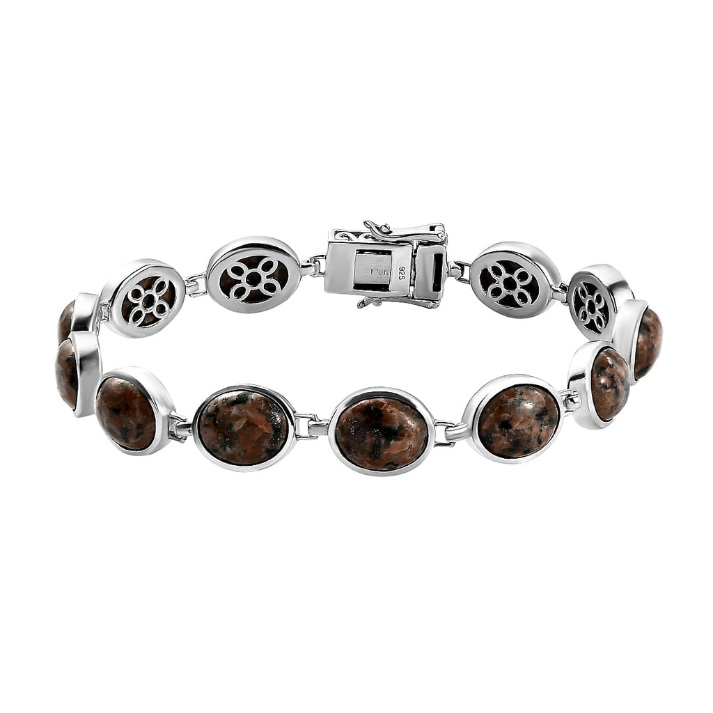 Yooperlite Link Bracelet (Size - 7.5) in Platinum Overlay Sterling Silver 30.84 ct, Silver Wt. 13.90 Gms