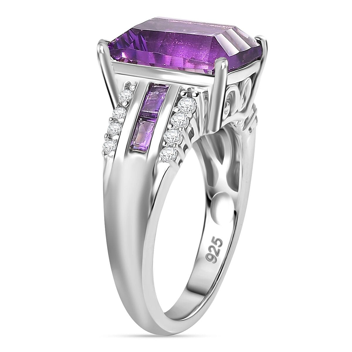 Zambian Amethyst and White Zircon Cluster Ring 7896435 8