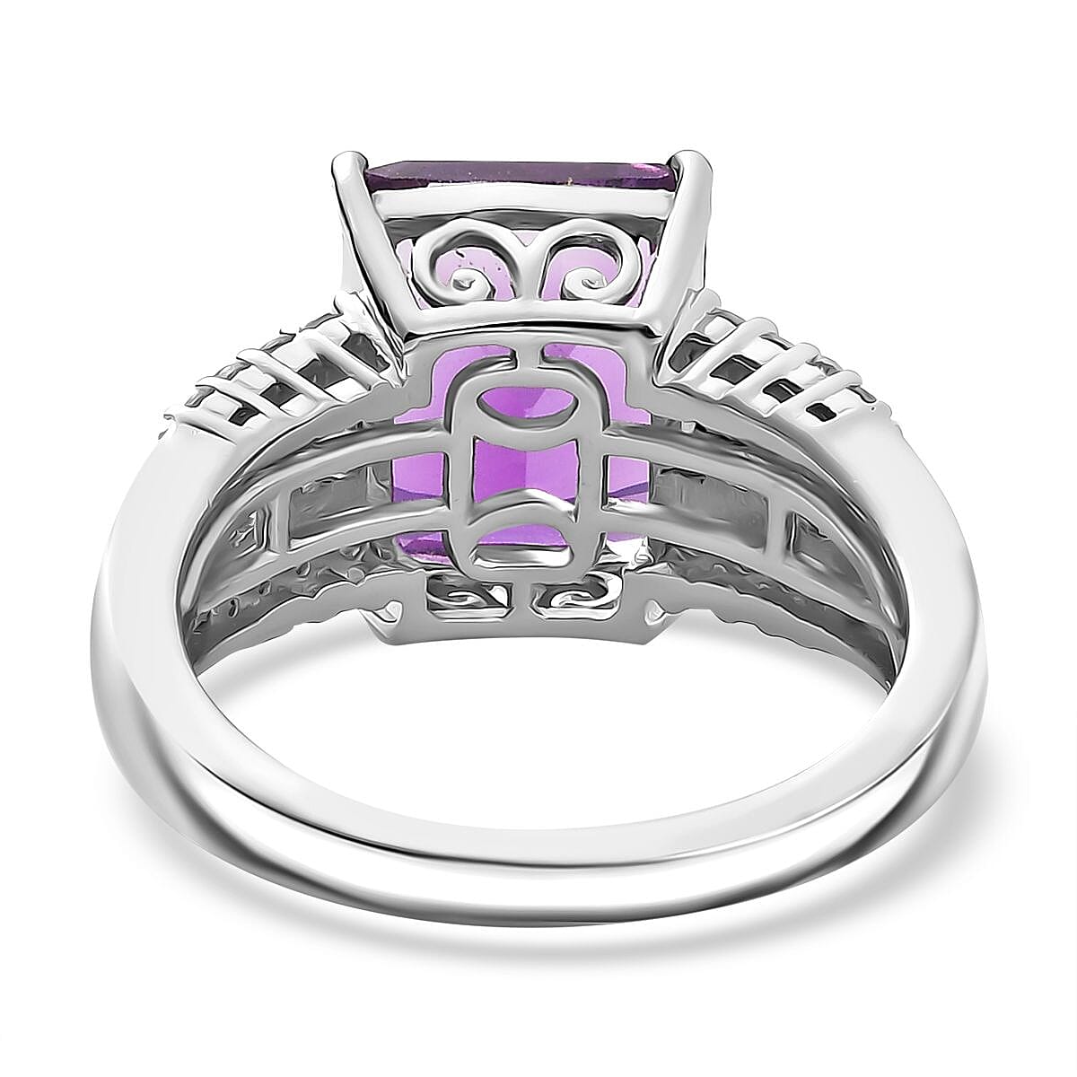 Zambian Amethyst and White Zircon Cluster Ring 7896435 10