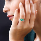 Zambian Emerald 3 Stone Ring in Platinum Overlay Sterling Silver 2.10 Ct
