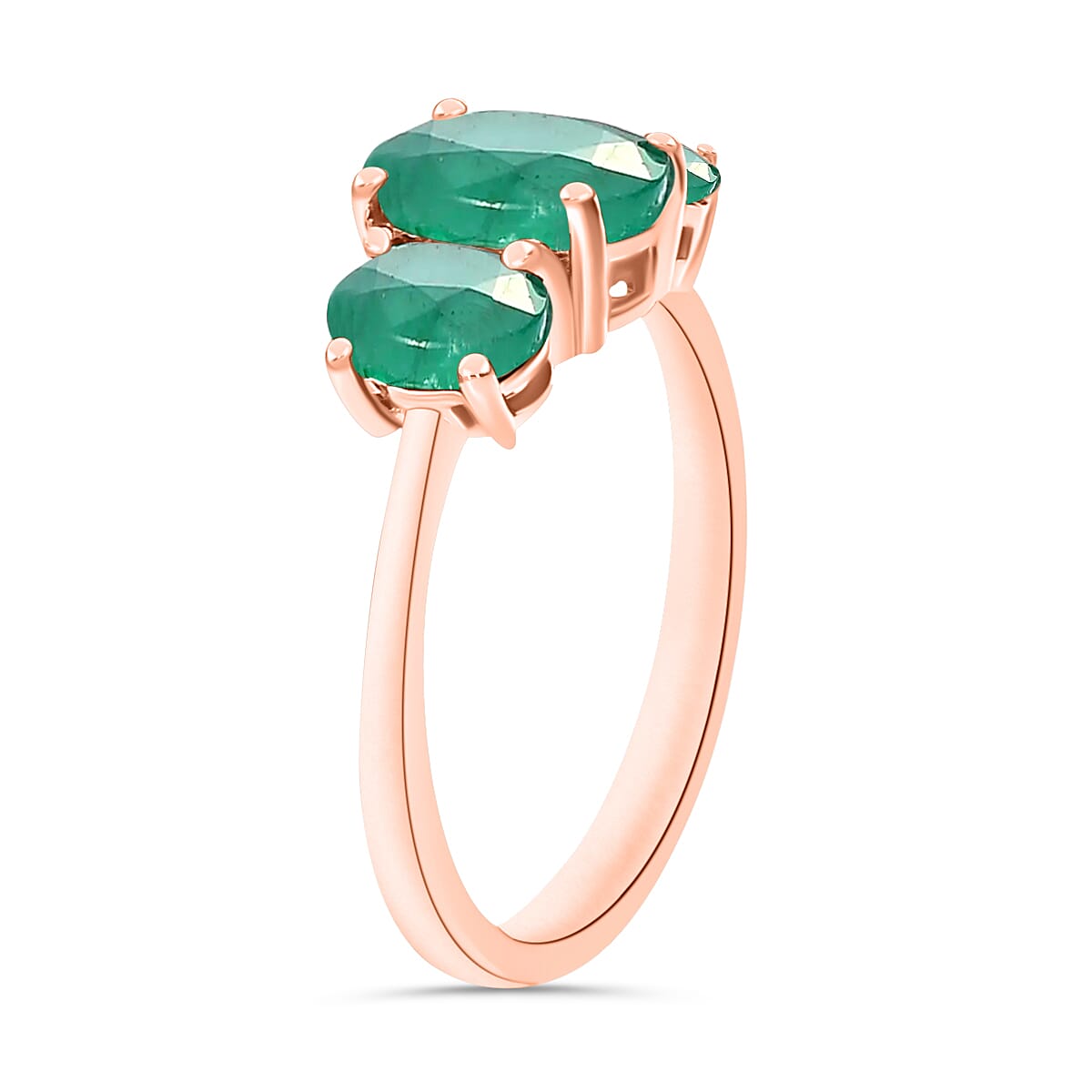 Zambian Emerald 3 Stone Ring in Vermeil Rose Gold Sterling Silver 2.120 Ct 8007316 3