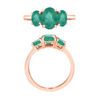 Zambian Emerald  3 Stone Ring in Vermeil RG Sterling Silver 2.12 ct  2.120  Ct.