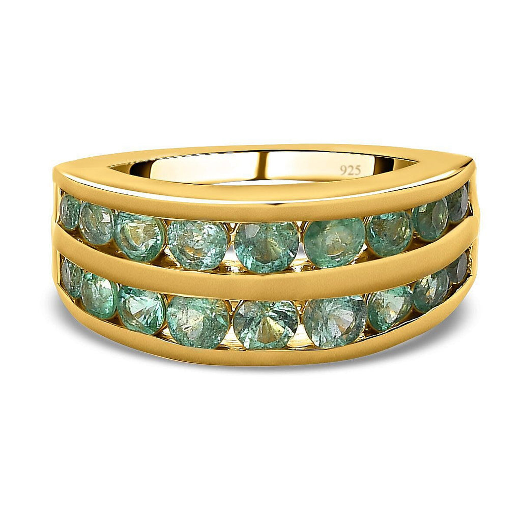 AAA Gemfields Emerald Ring in 18K Vermeil Yellow Gold Plated Sterling Silver 1.70 Ct, Silver Wt 5.15 Gms