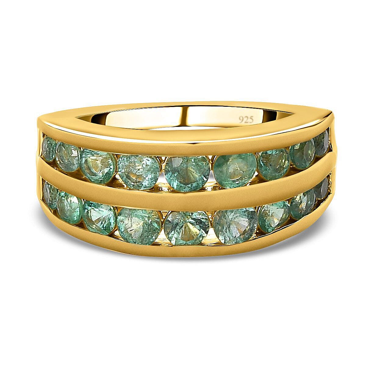 AAA Gemfields Emerald Ring in 18K Vermeil Yellow Gold Plated Sterling Silver 1.706 Ct, Silver Wt 5.15 Gms 7384063 1