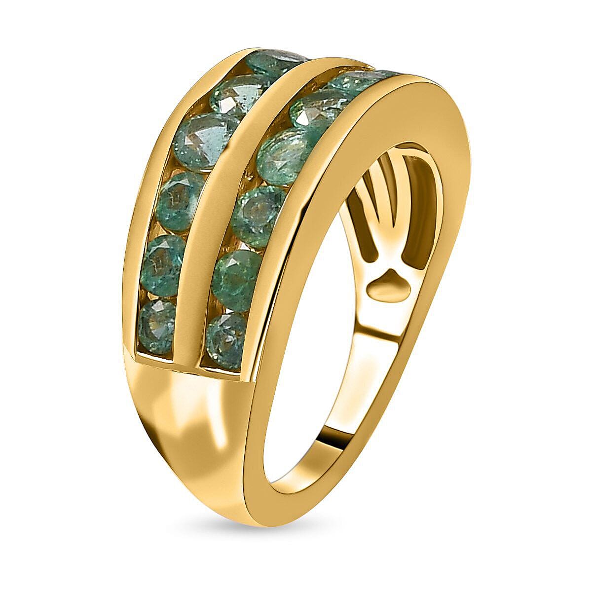 AAA Gemfields Emerald Ring in 18K Vermeil Yellow Gold Plated Sterling Silver 1.706 Ct, Silver Wt 5.15 Gms 7384063 7