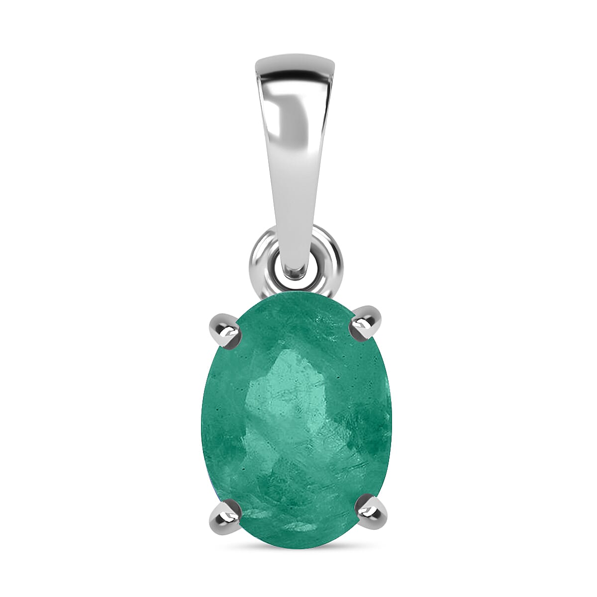 Zambian Emerald Solitaire Pendant in Platinum Overlay Sterling Silver 1.320 Ct 8000238 0