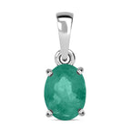 Zambian Emerald Solitaire Pendant in Platinum Overlay Sterling Silver 1.38 Ct.