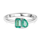 D'joy Zambian Emerald Ring in Rhodium Overlay Sterling Silver