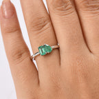 D'joy Zambian Emerald Ring in Rhodium Overlay Sterling Silver
