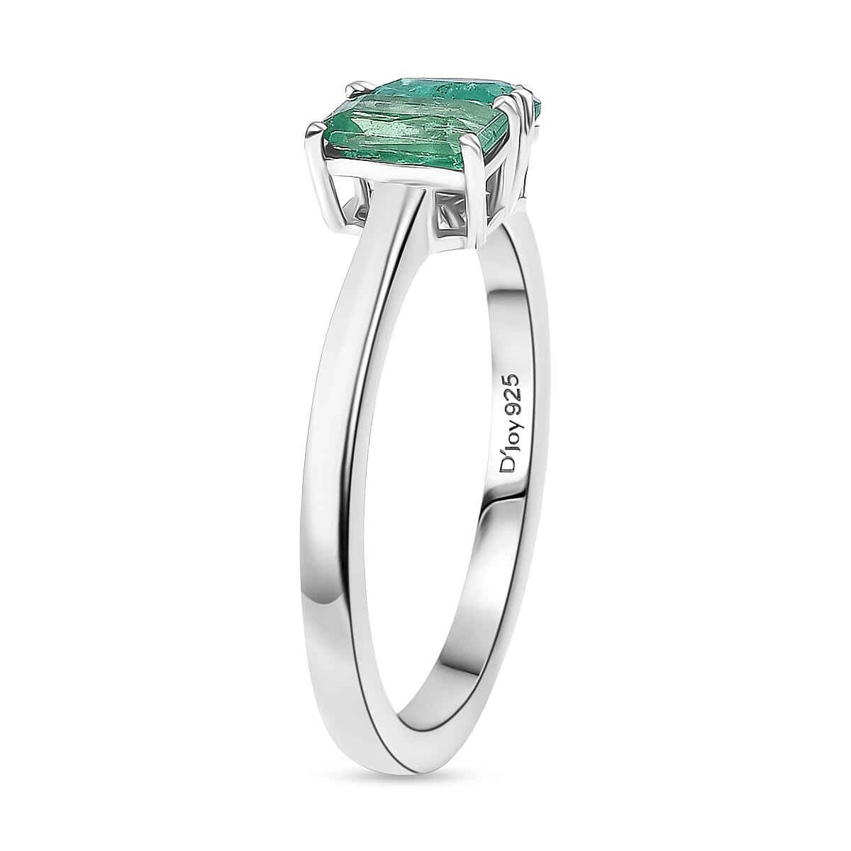 D'joy Toi Et Moi Zambian Emerald Ring in Rhodium Overlay Sterling Silver 8225897 4