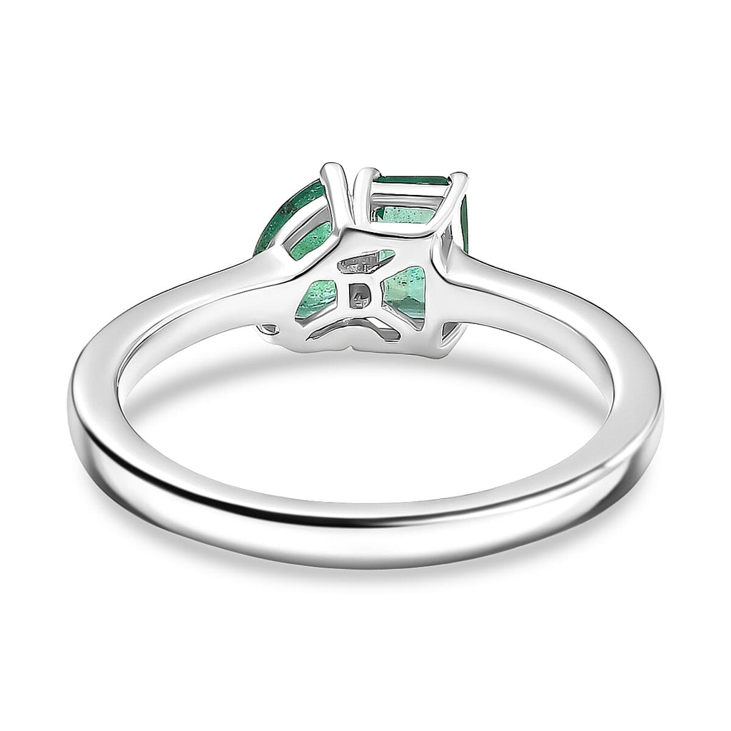 D'joy Zambian Emerald Ring in Rhodium Overlay Sterling Silver