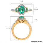 D'Joy Zambian Emerald Oval Cut Ring in 18K Vermeil Yellow Gold Plated Sterling Silver 2.05 Ct.