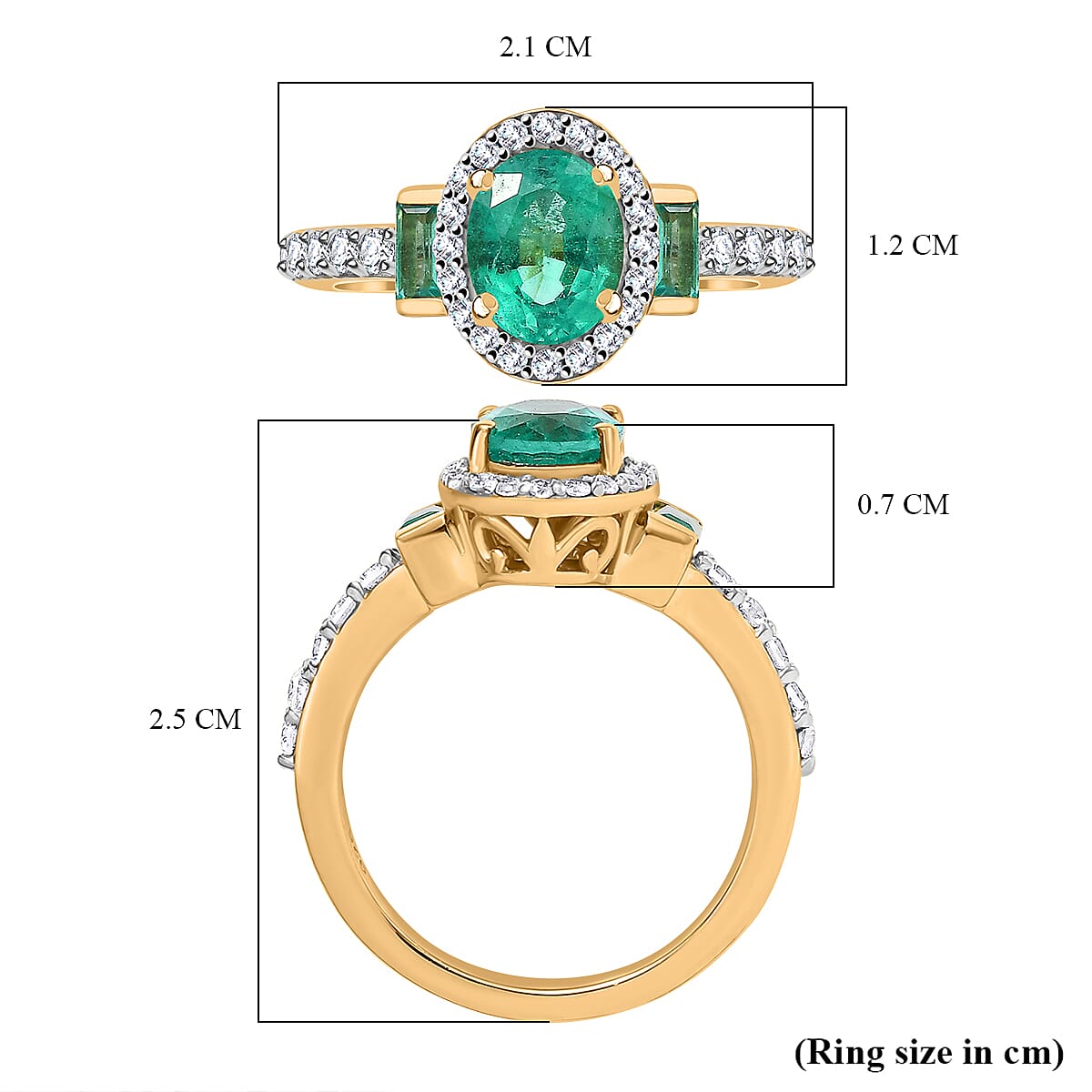 Zambian Emerald Ring in 18K Yellow Gold Vermeil Plated Sterling Silver 7857277 6