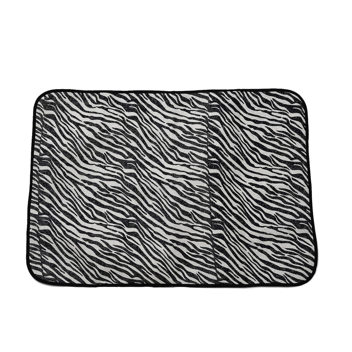 Set of 3 - Zebra Pattern Tote Bag, Pouch and Picnic Mat - Black and White 8049265 6