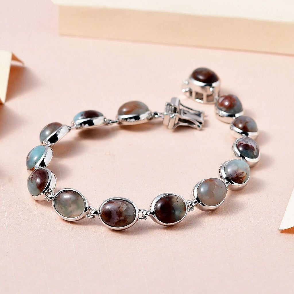 Zimbaprase Bracelet (Size - 8) in Platinum Overlay Sterling Silver 32.16 Ct, Silver Wt 18.94 Gms