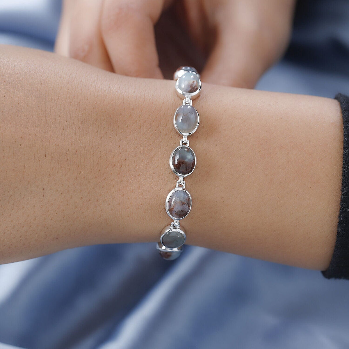 Zimbaprase Bracelet (Size - 7) in Platinum Overlay Sterling Silver 27.72 Ct, Silver Wt. 16.33 Gms V32753794 3