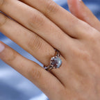 Zimbaprase and Brown Zircon Ring in 18K Vermeil Rose Gold Plated Sterling Silver 4.50 Ct