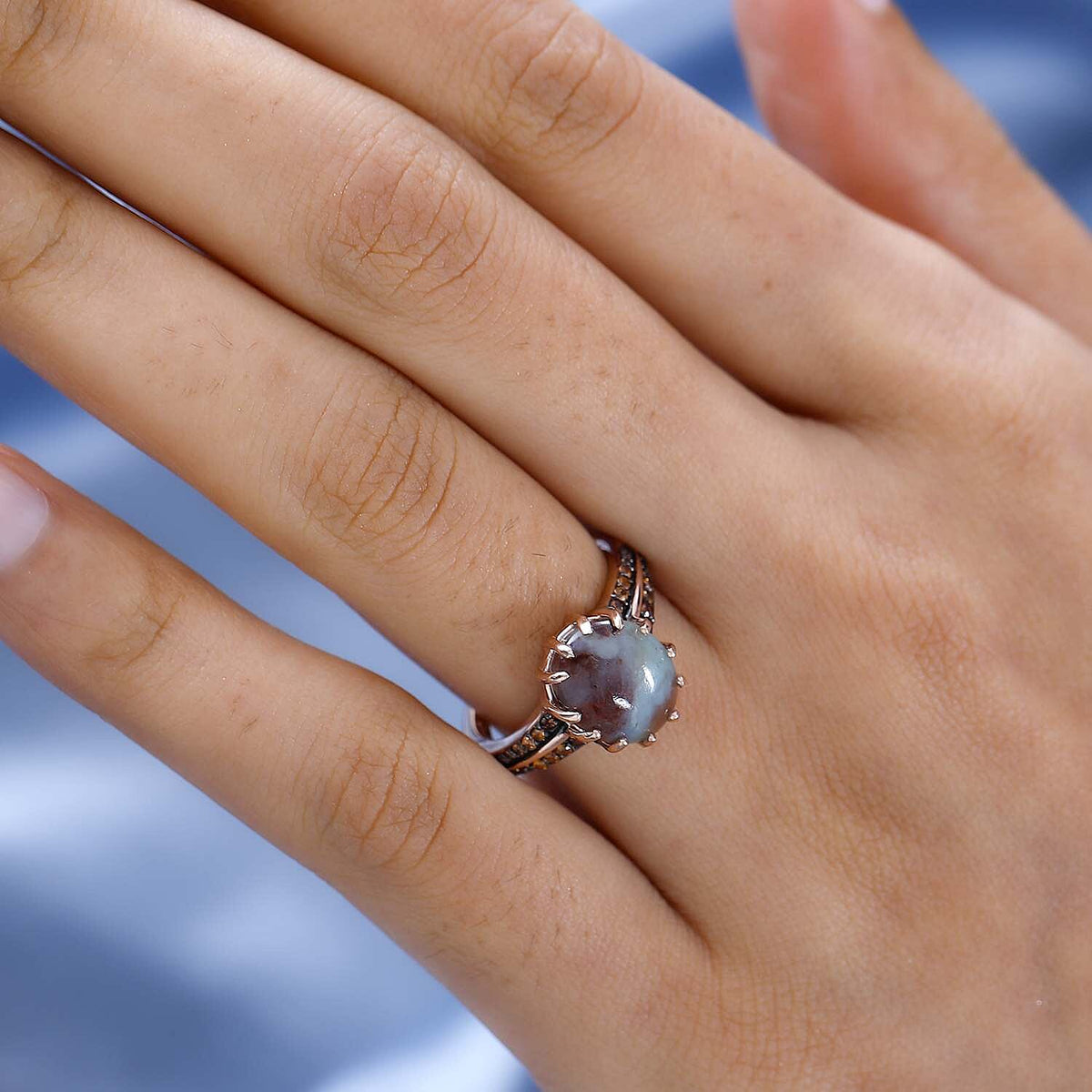 Zimbaprase and Brown Zircon Ring in 18K Vermeil Rose Gold Plated Sterling Silver 4.50 Ct 7572717 3
