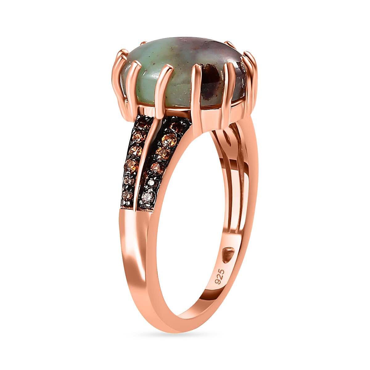 Zimbaprase and Brown Zircon Ring in 18K Vermeil Rose Gold Plated Sterling Silver 4.50 Ct 7572717 4