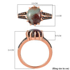 Zimbaprase and Brown Zircon Ring in 18K Vermeil Rose Gold Plated Sterling Silver 4.50 Ct
