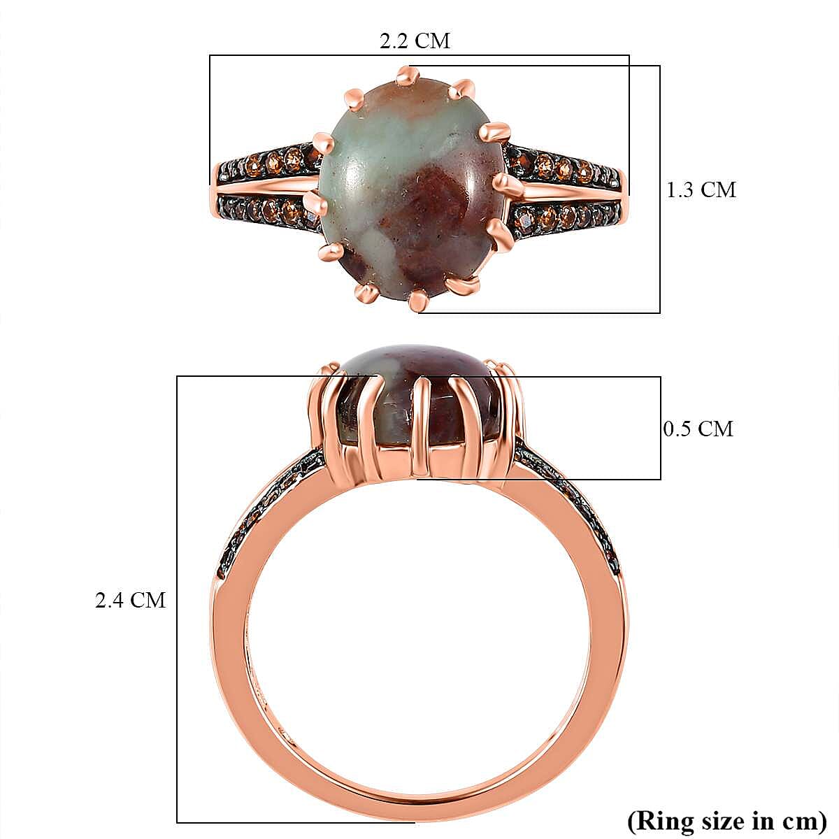 Zimbaprase and Brown Zircon Ring in 18K Vermeil Rose Gold Plated Sterling Silver 4.50 Ct 7572717 6